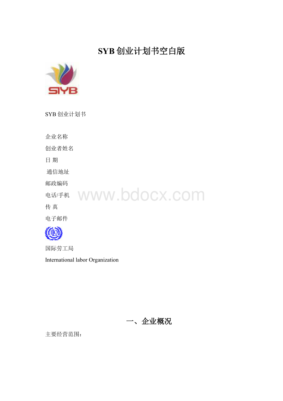 SYB创业计划书空白版.docx_第1页