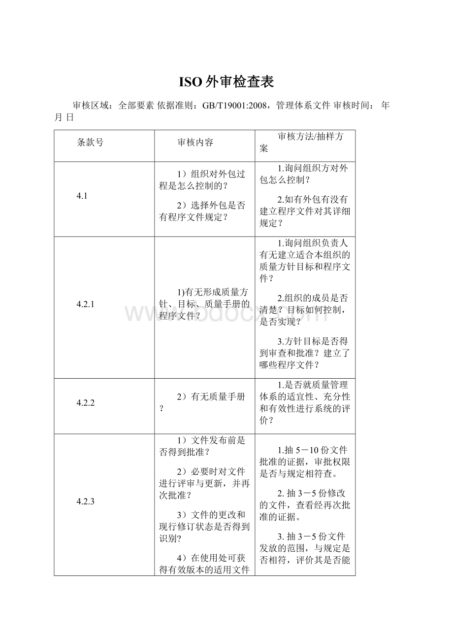 ISO外审检查表.docx_第1页