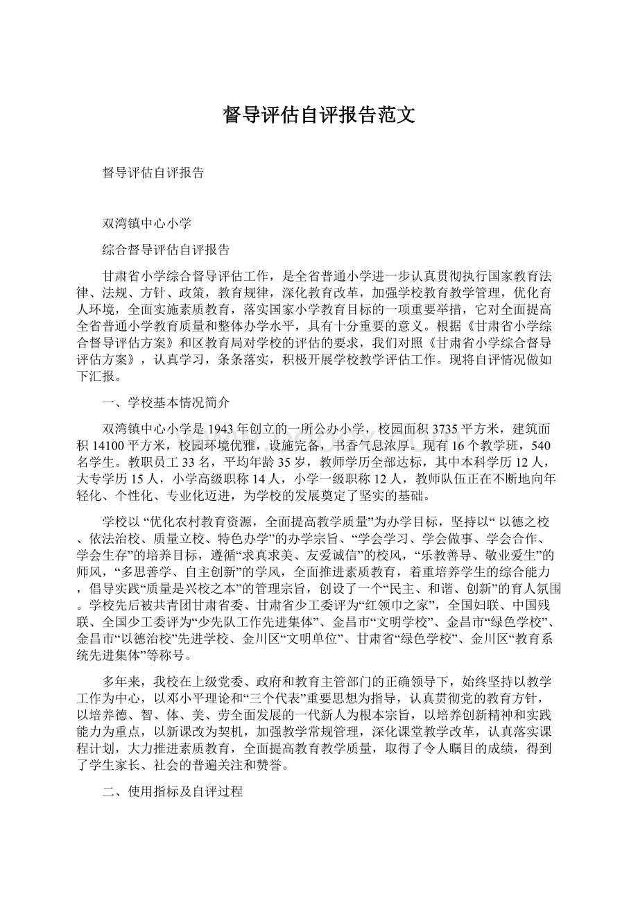 督导评估自评报告范文.docx_第1页