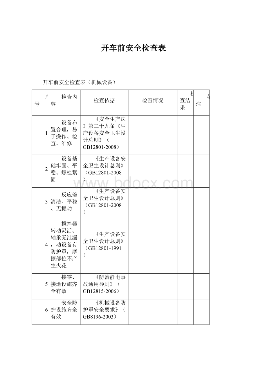 开车前安全检查表.docx_第1页