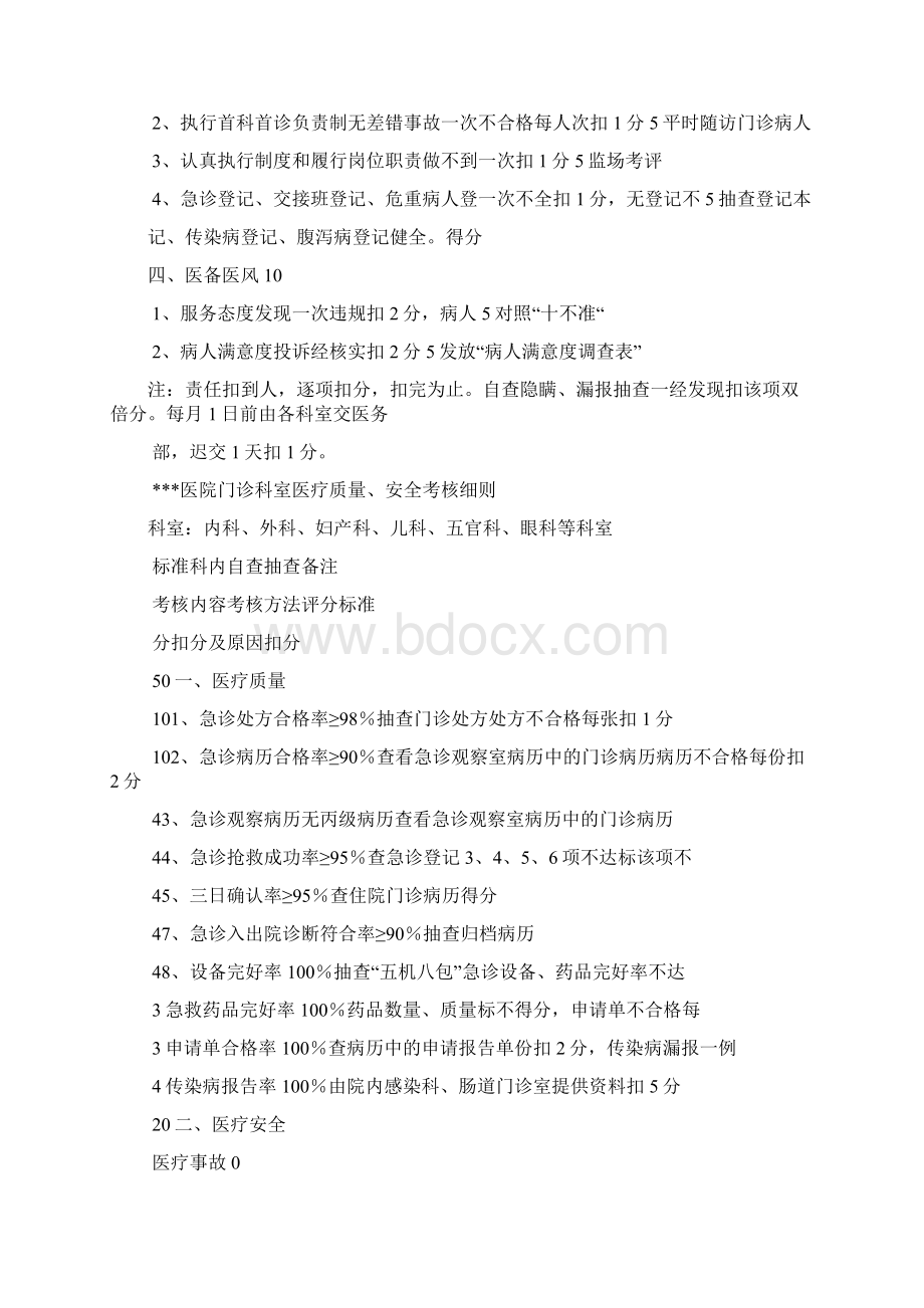 医疗质量安全考核细则Word文件下载.docx_第2页