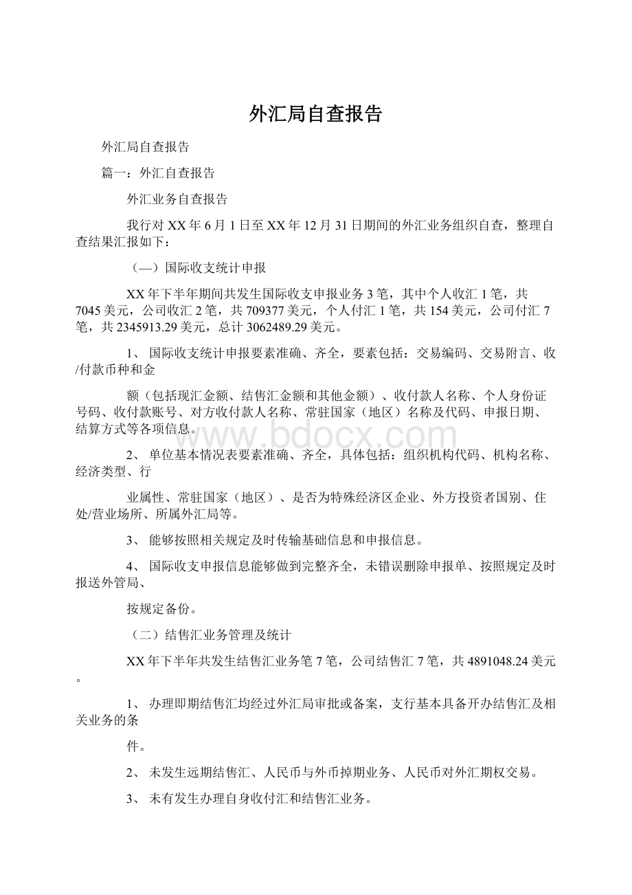 外汇局自查报告.docx_第1页