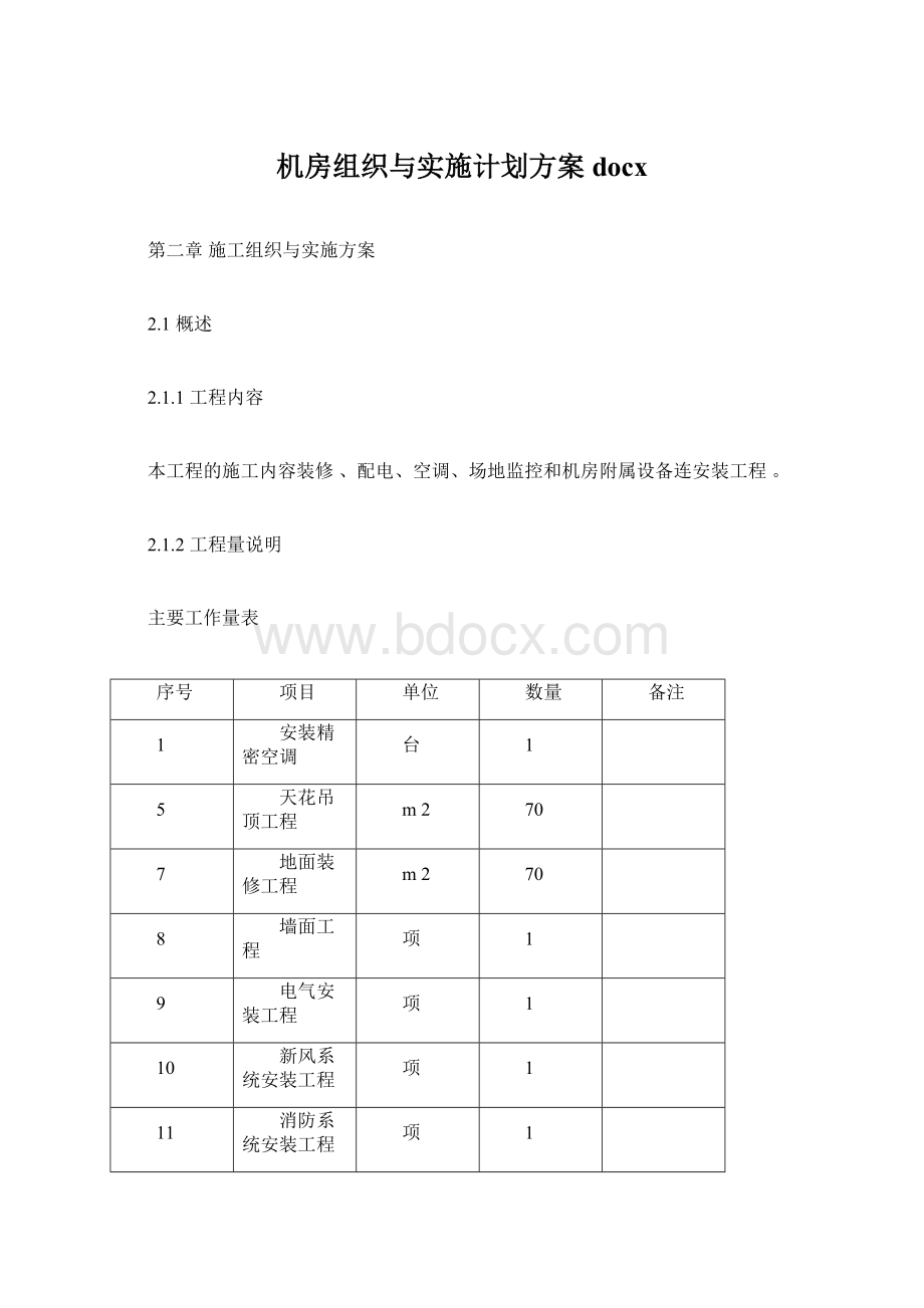 机房组织与实施计划方案docxWord格式.docx