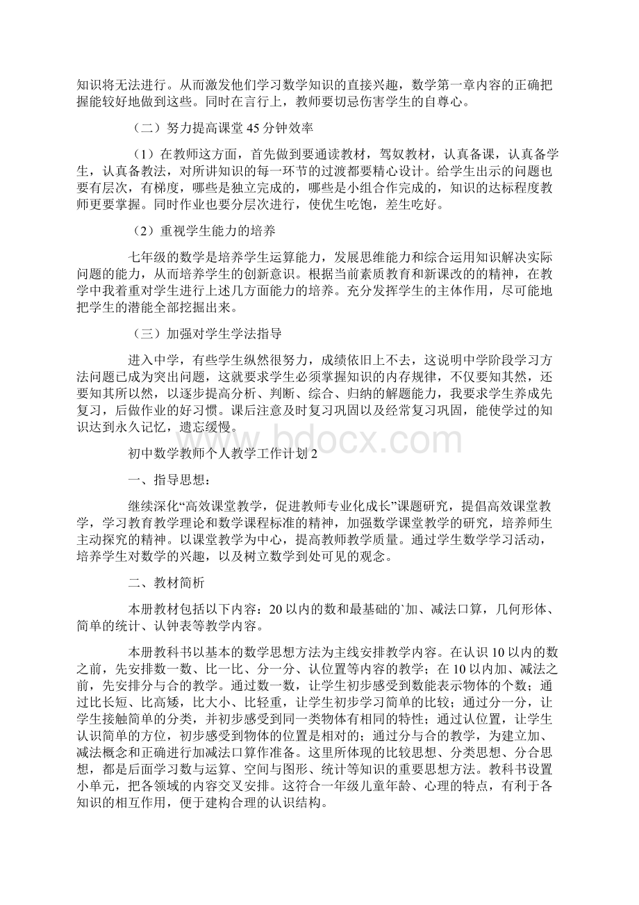 初中数学教师个人教学工作计划.docx_第2页