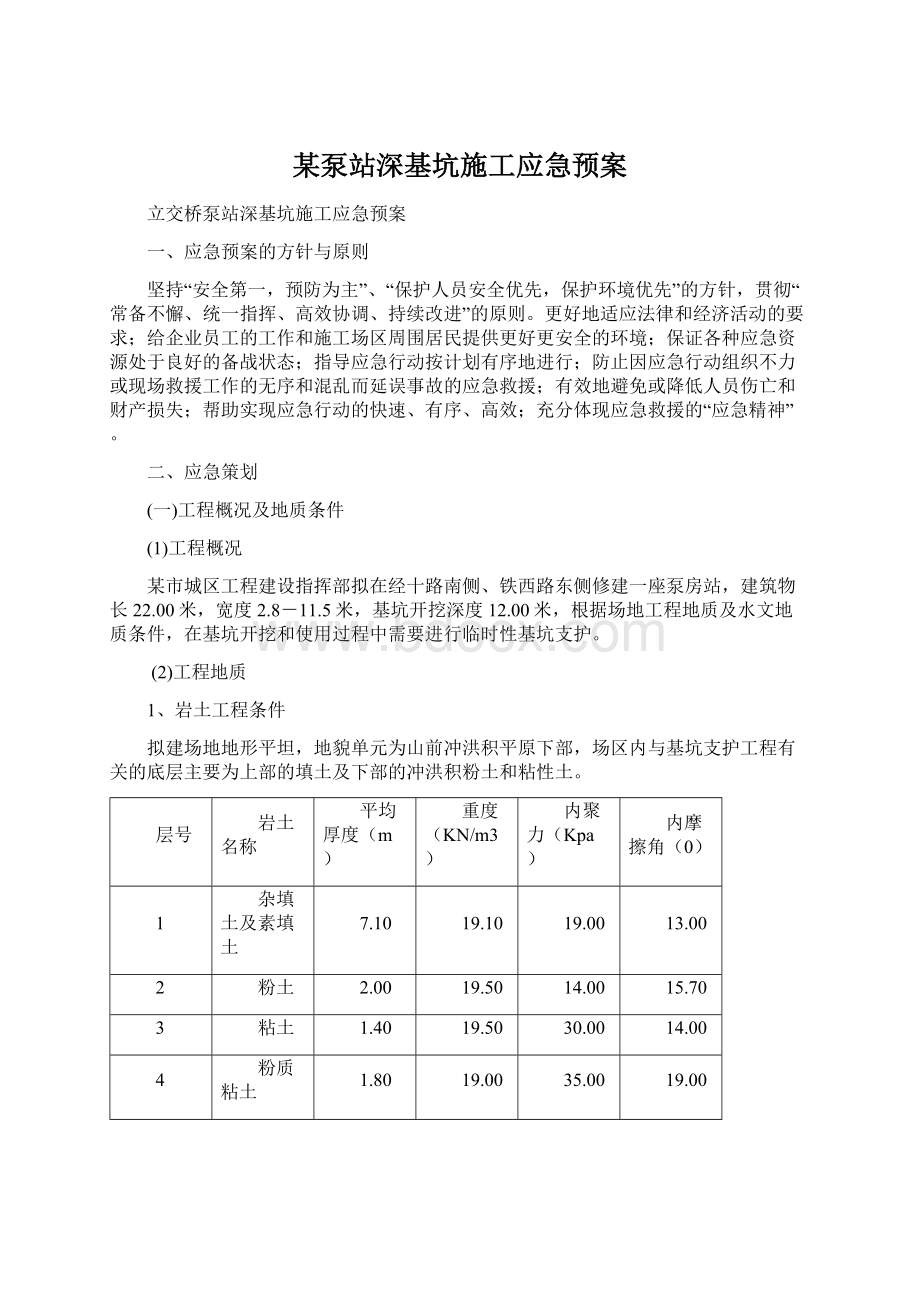 某泵站深基坑施工应急预案.docx