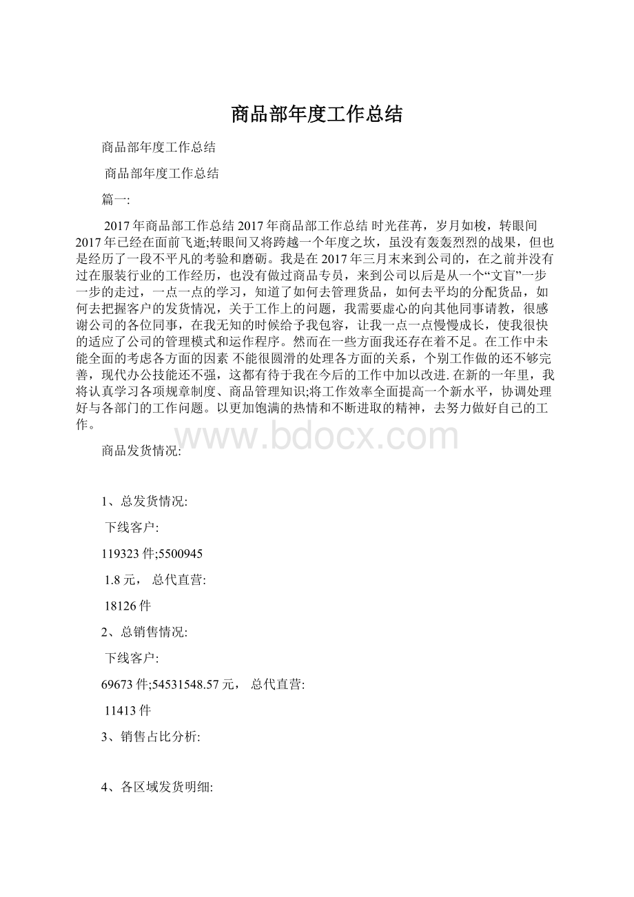 商品部年度工作总结Word文档格式.docx