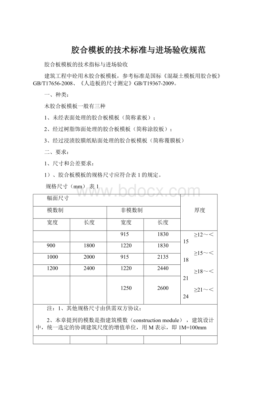 胶合模板的技术标准与进场验收规范.docx_第1页