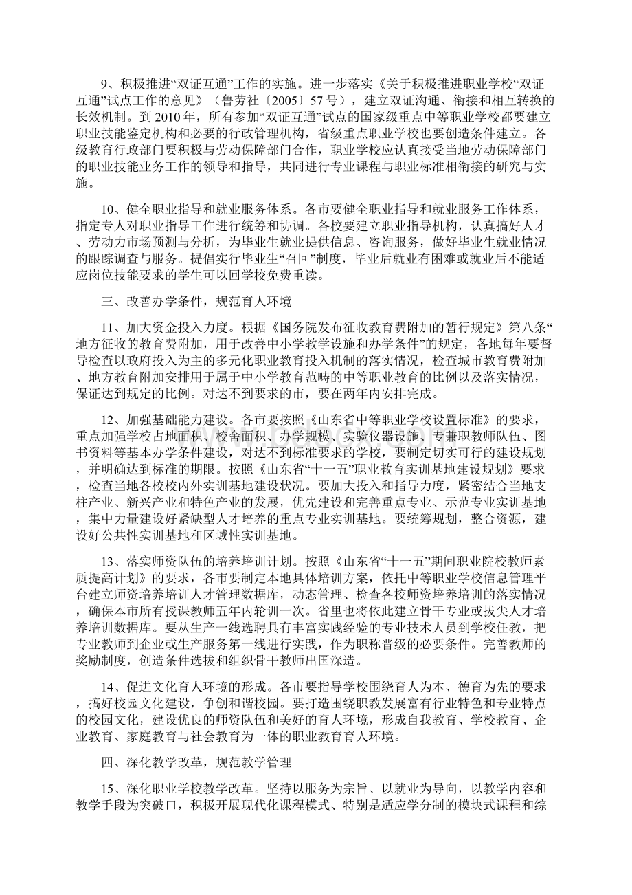 山东省教育厅关于规范中等职业教育管理工作的意见Word格式文档下载.docx_第3页