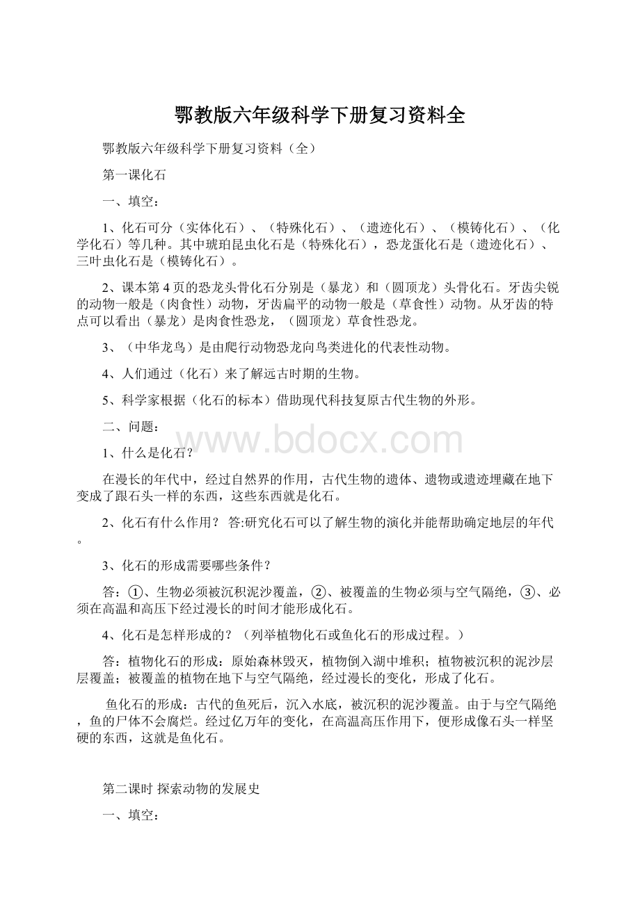 鄂教版六年级科学下册复习资料全文档格式.docx