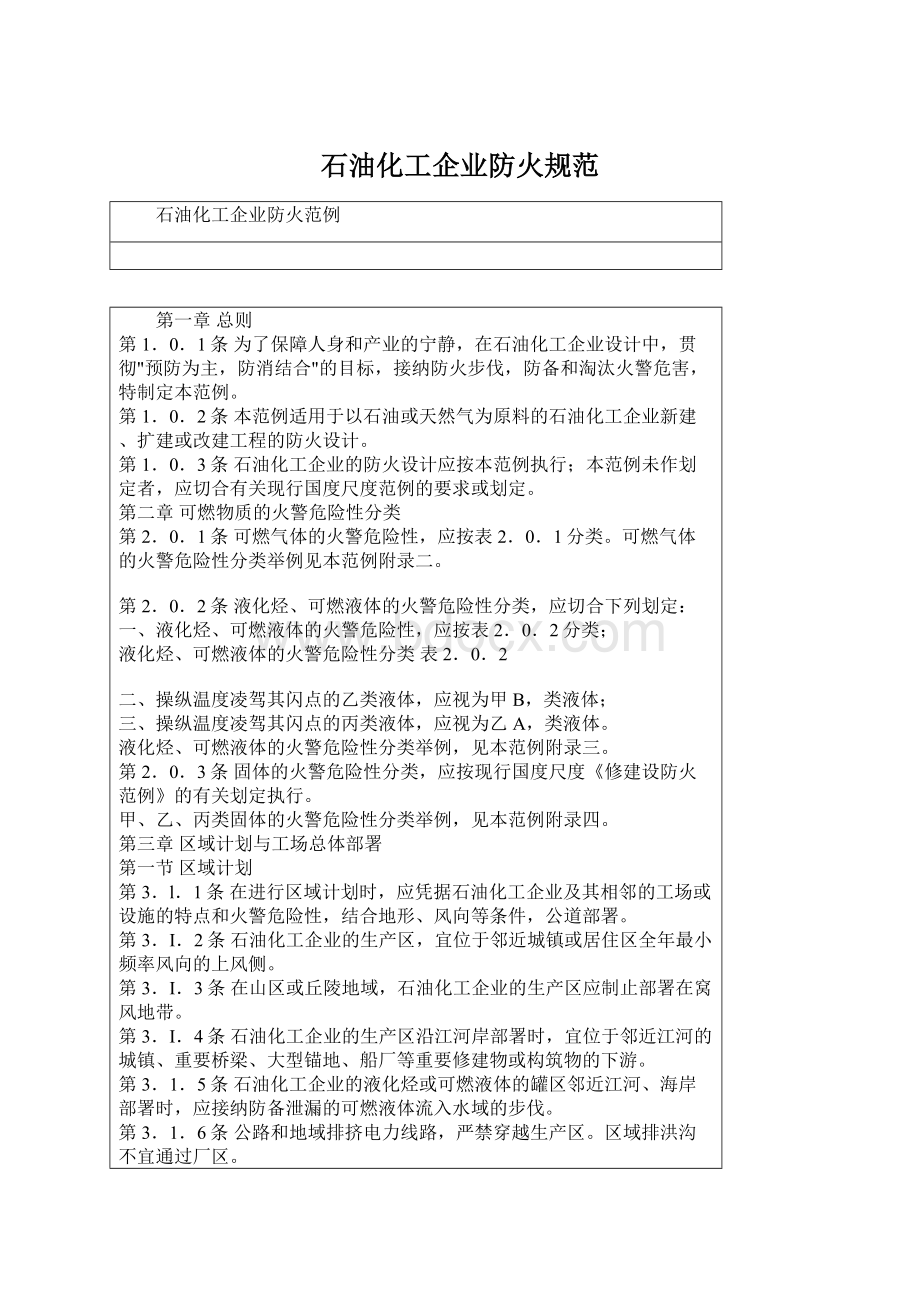 石油化工企业防火规范文档格式.docx