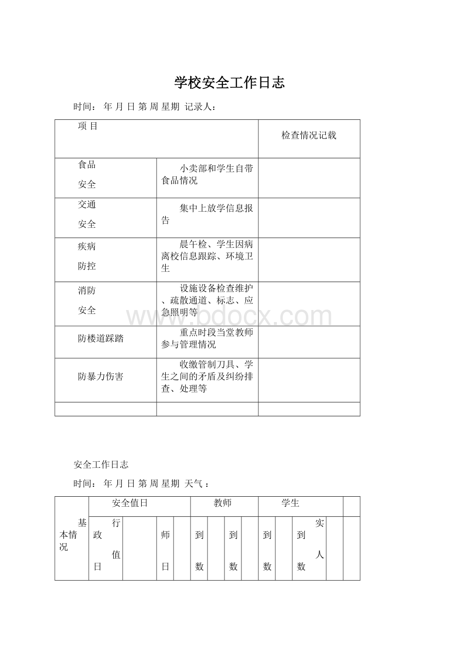 学校安全工作日志.docx