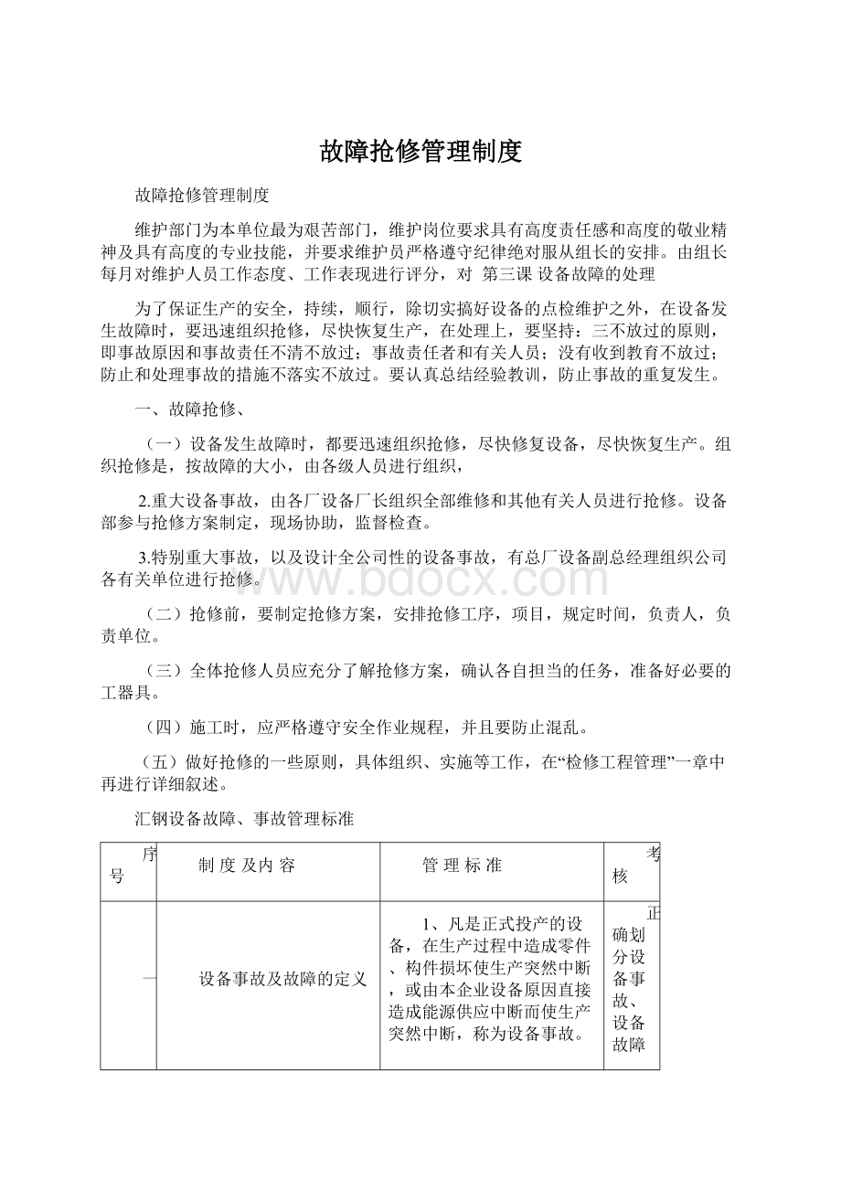 故障抢修管理制度Word文档下载推荐.docx