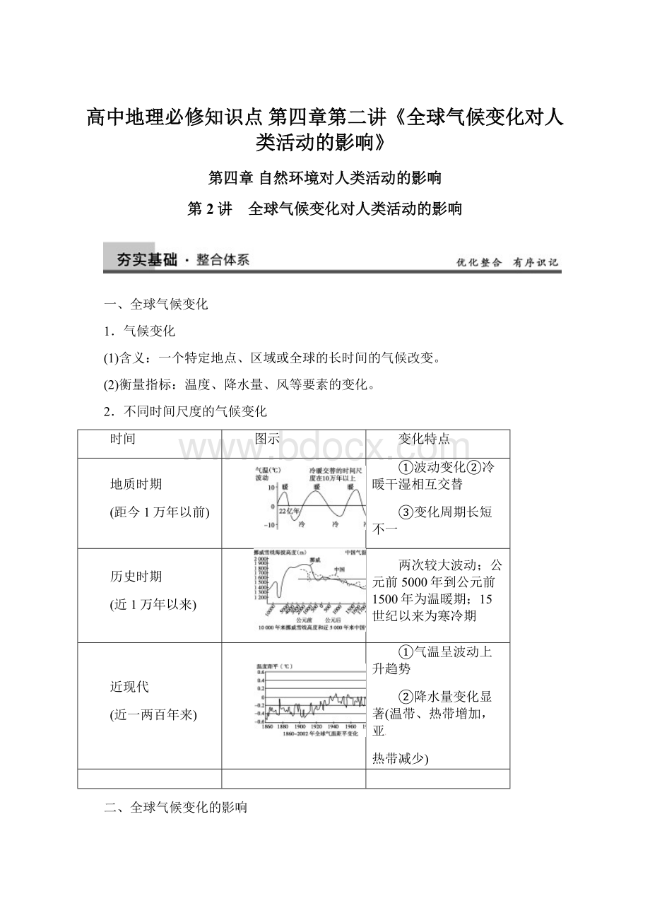 高中地理必修知识点 第四章第二讲《全球气候变化对人类活动的影响》.docx