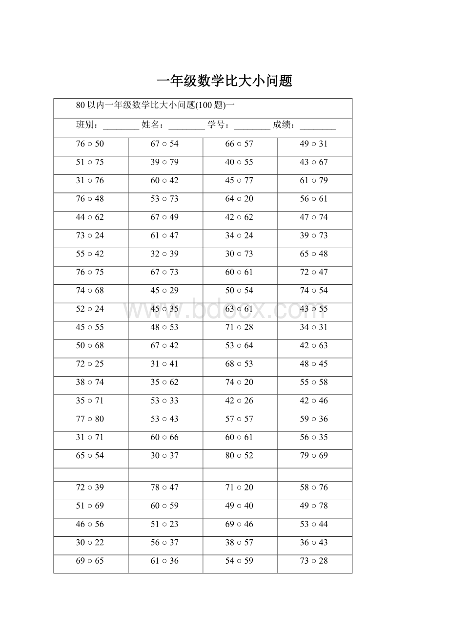 一年级数学比大小问题.docx_第1页