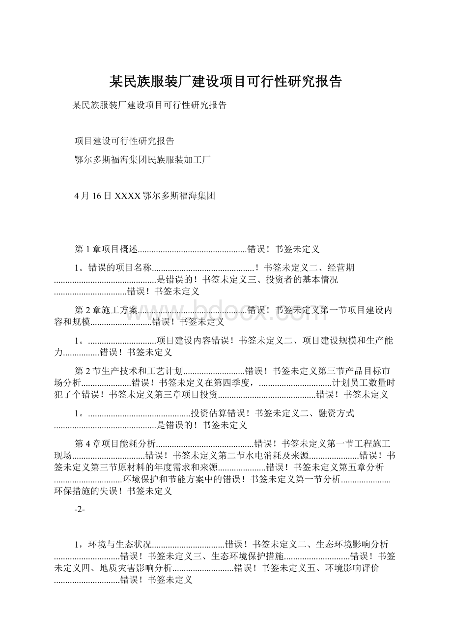 某民族服装厂建设项目可行性研究报告.docx