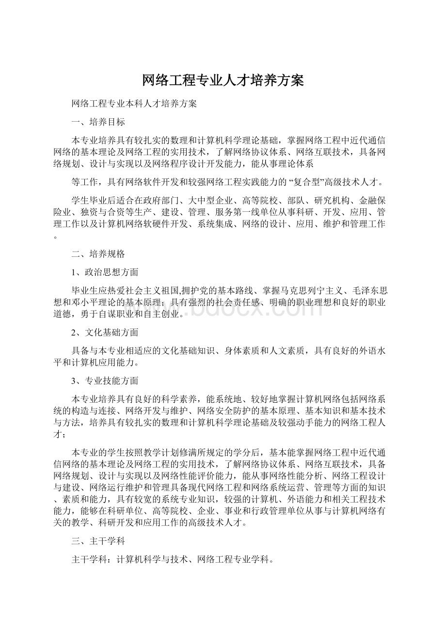 网络工程专业人才培养方案.docx