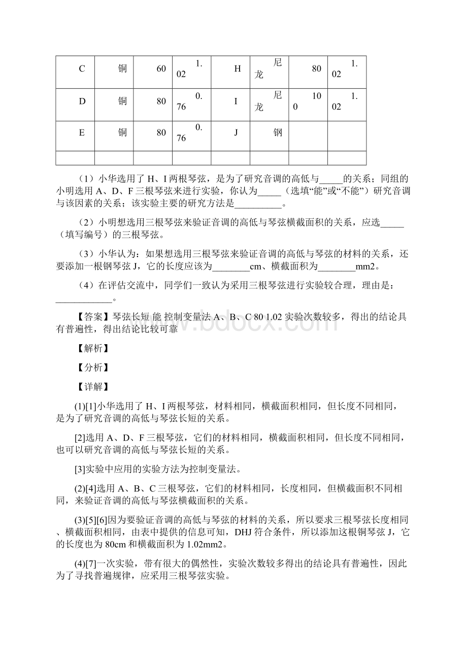 上海上海62中学物理声现象实验单元复习练习Word版 含答案.docx_第3页