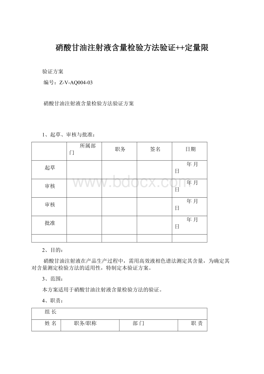 硝酸甘油注射液含量检验方法验证++定量限.docx_第1页