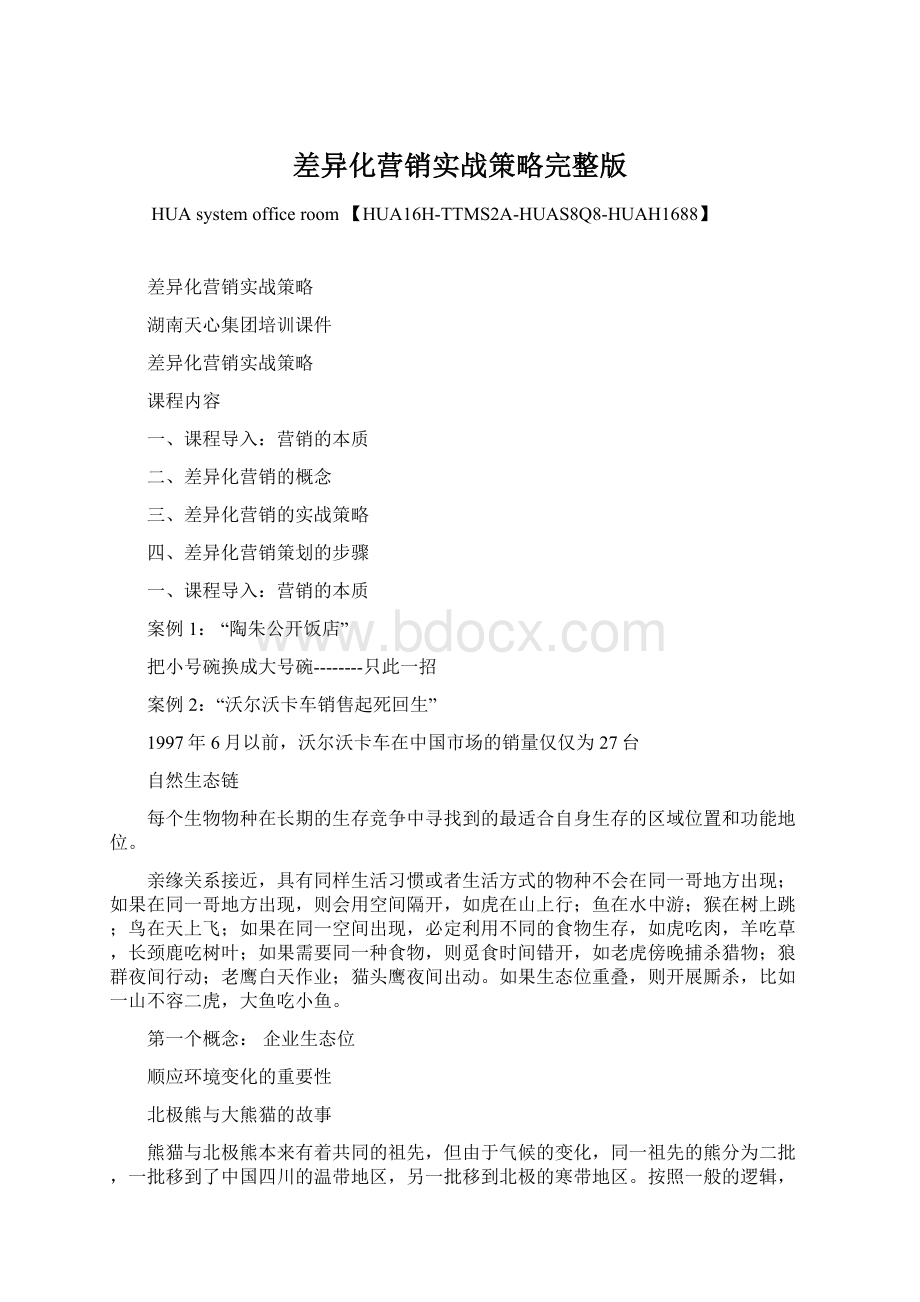 差异化营销实战策略完整版Word文档格式.docx