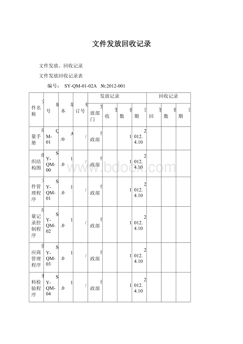 文件发放回收记录.docx_第1页