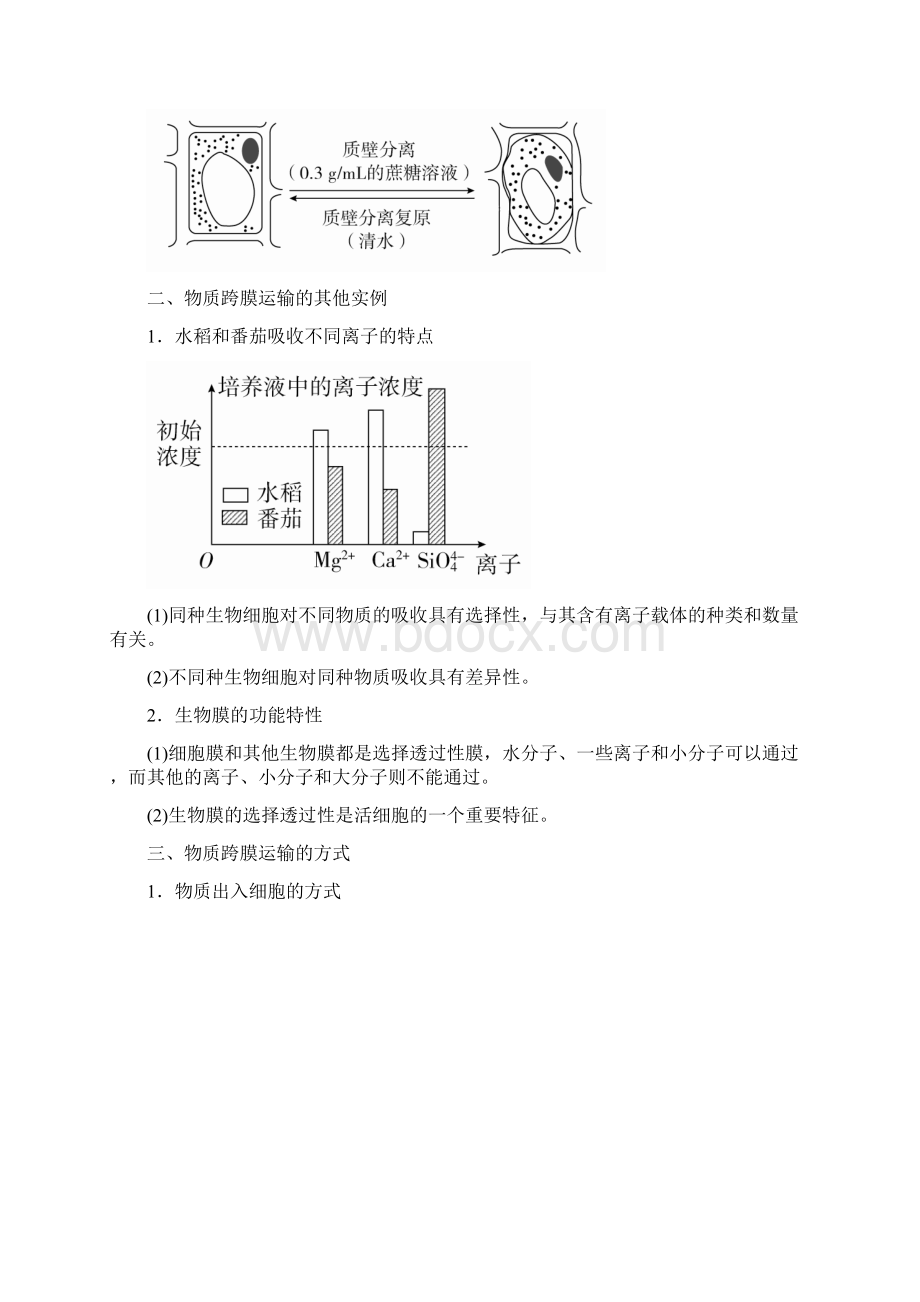 高考生物一轮复习 第7讲 物质跨膜运输的实例和方式培优学案.docx_第3页