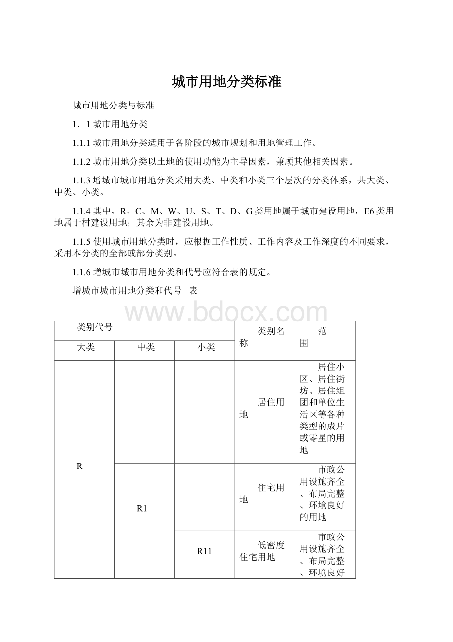 城市用地分类标准Word下载.docx