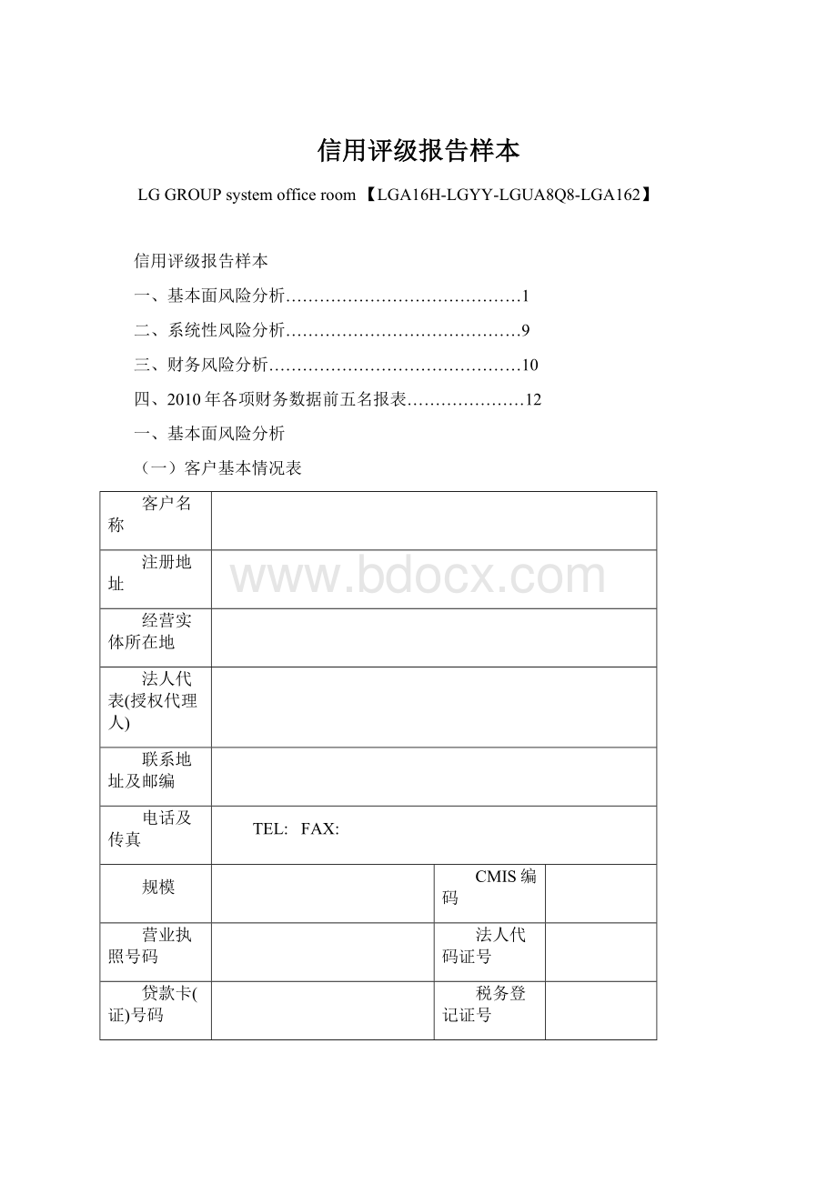 信用评级报告样本Word下载.docx