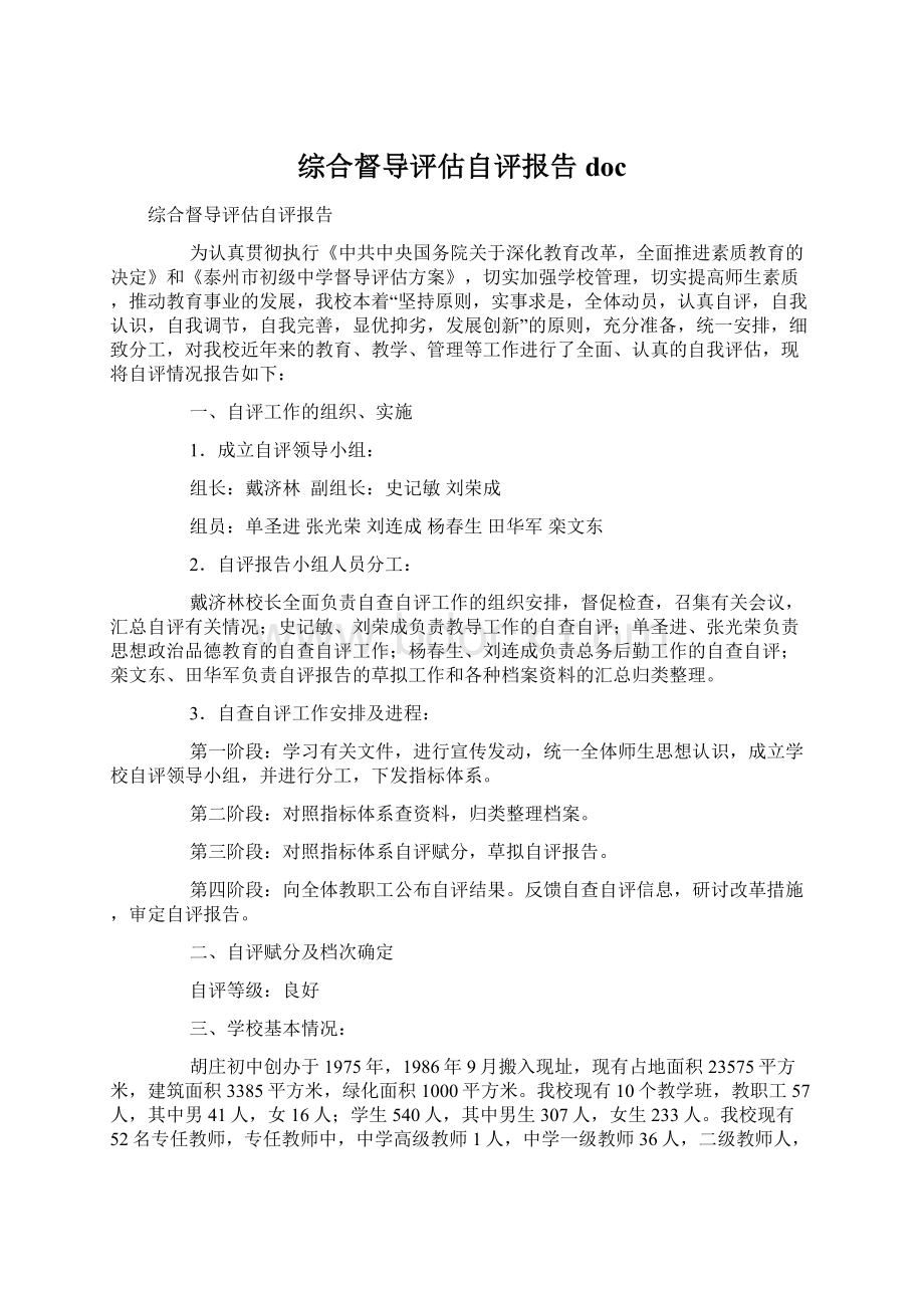 综合督导评估自评报告docWord格式.docx_第1页