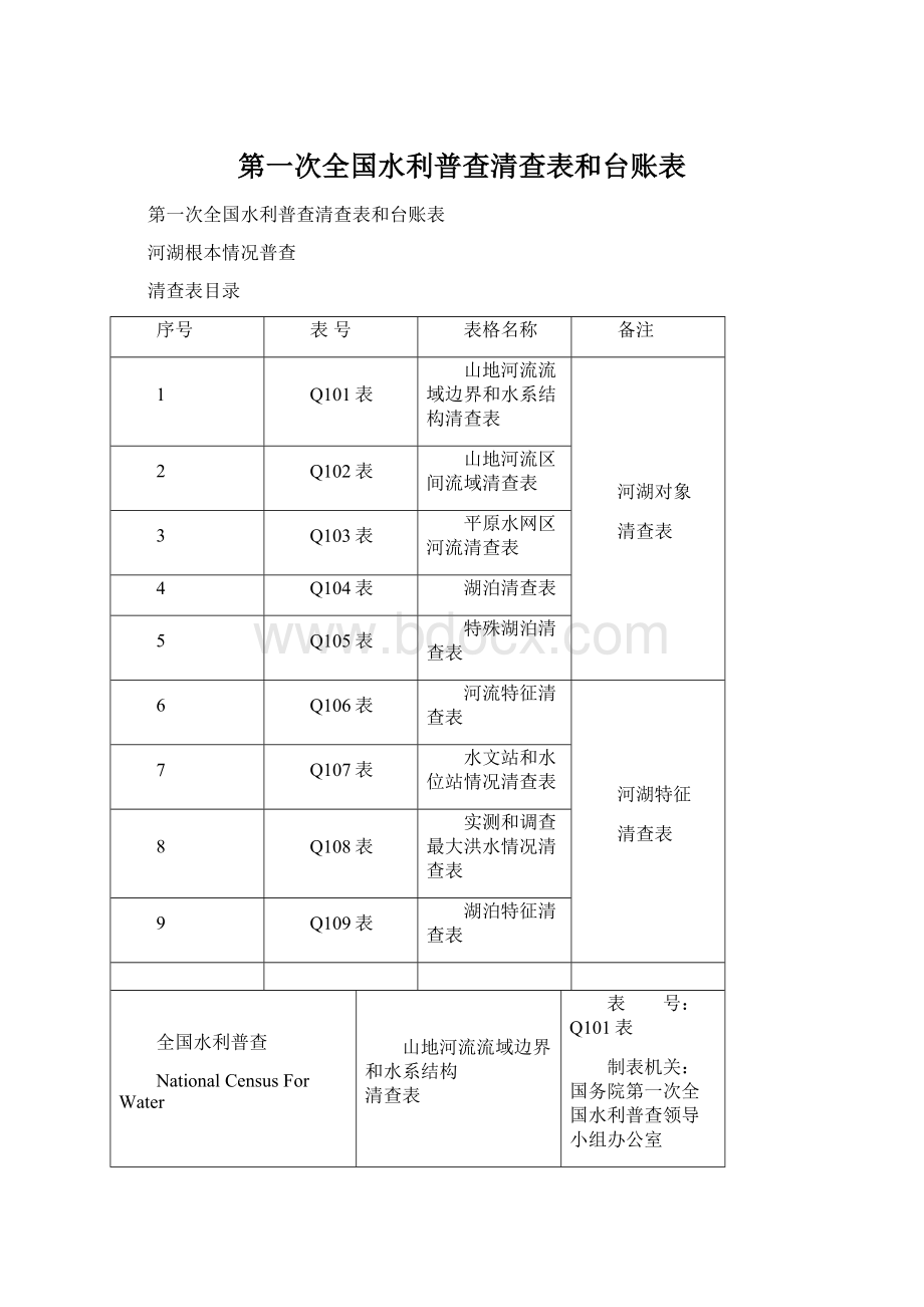 第一次全国水利普查清查表和台账表.docx