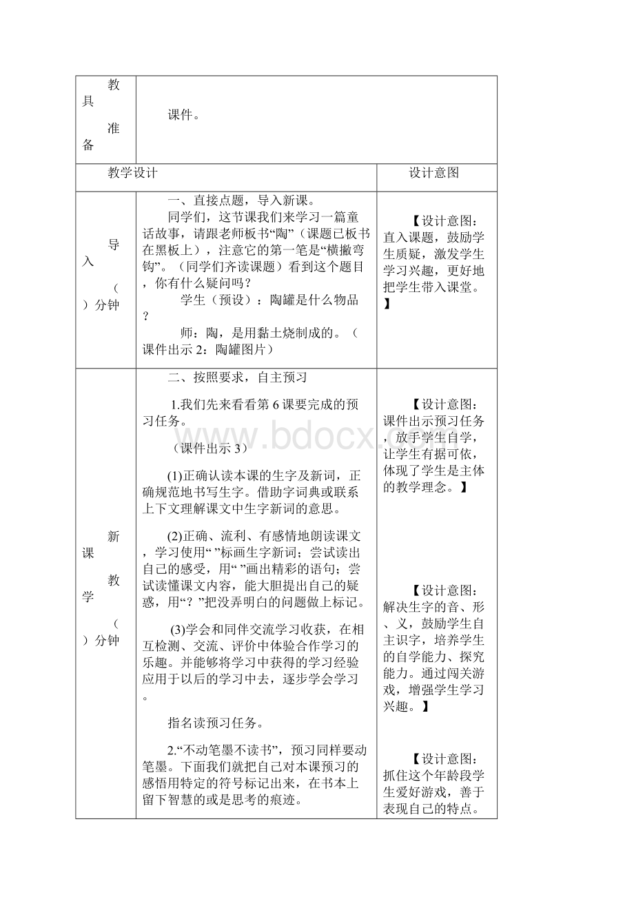 统编新部编人教版语文三年级下册6 陶罐和铁罐教案Word文档格式.docx_第2页