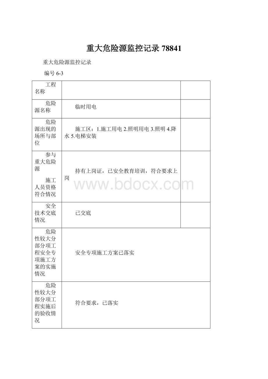 重大危险源监控记录78841Word文档格式.docx