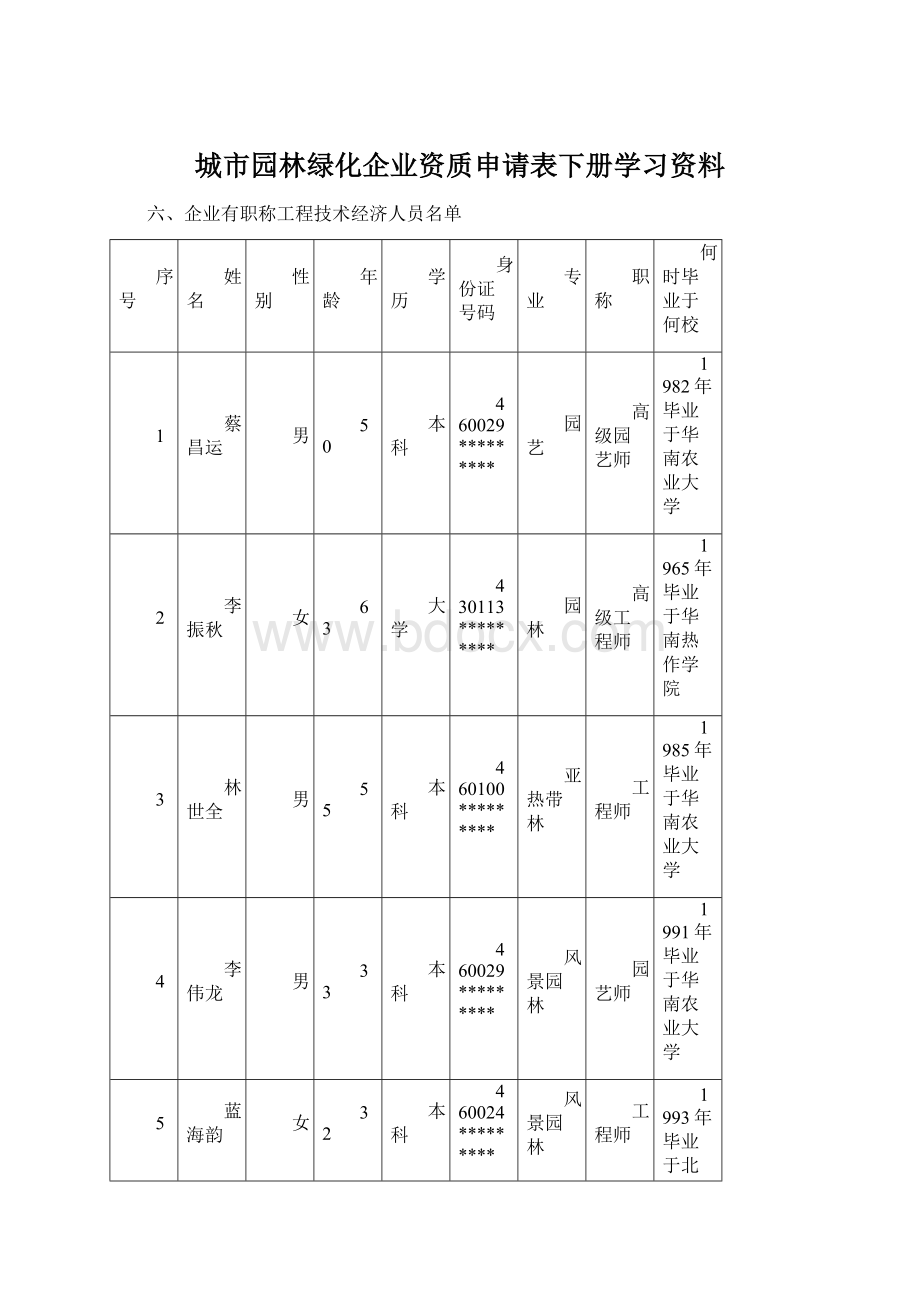 城市园林绿化企业资质申请表下册学习资料.docx