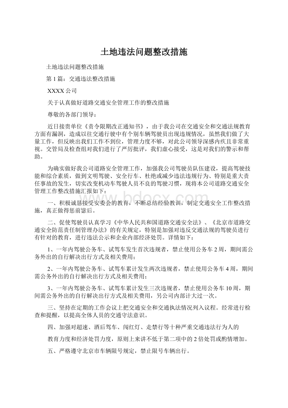 土地违法问题整改措施Word格式文档下载.docx