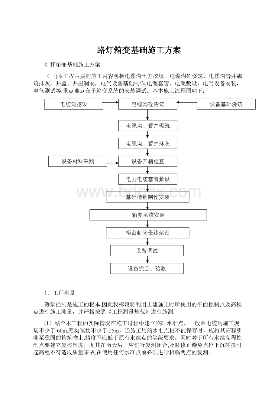 路灯箱变基础施工方案.docx_第1页