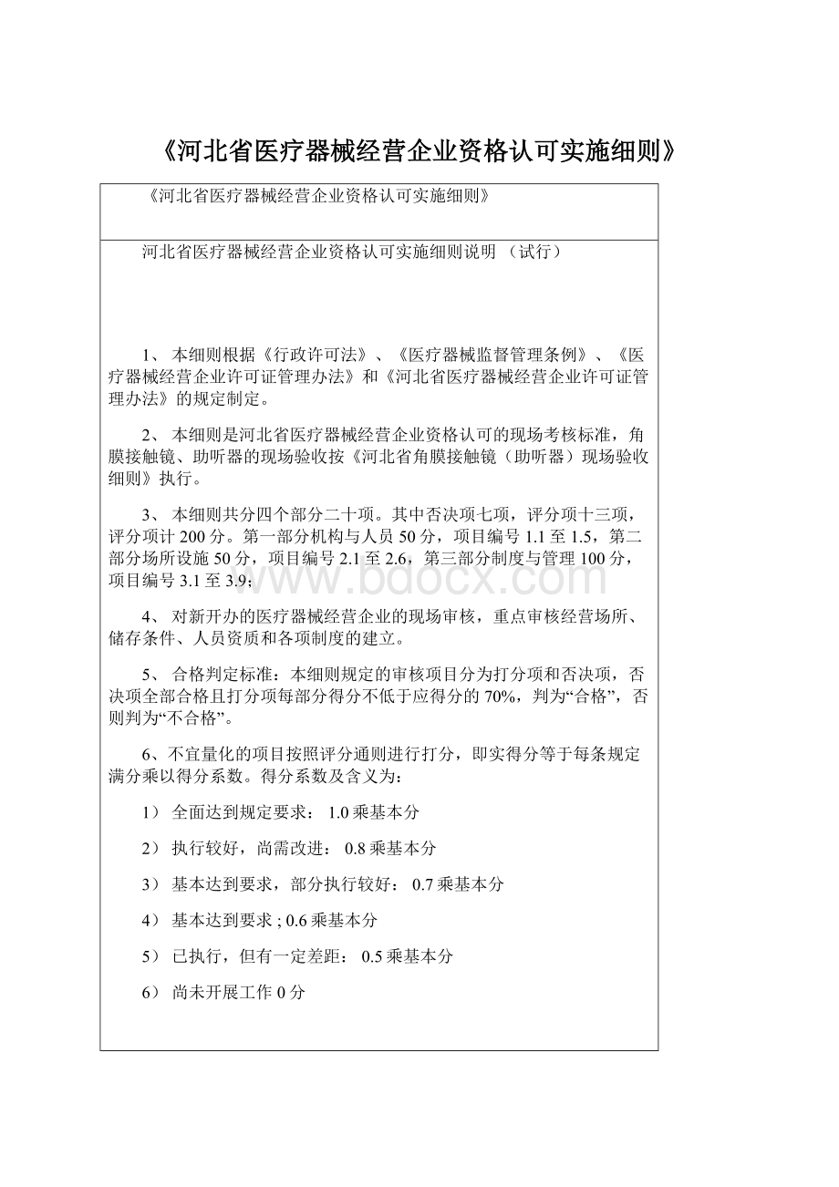 《河北省医疗器械经营企业资格认可实施细则》Word下载.docx