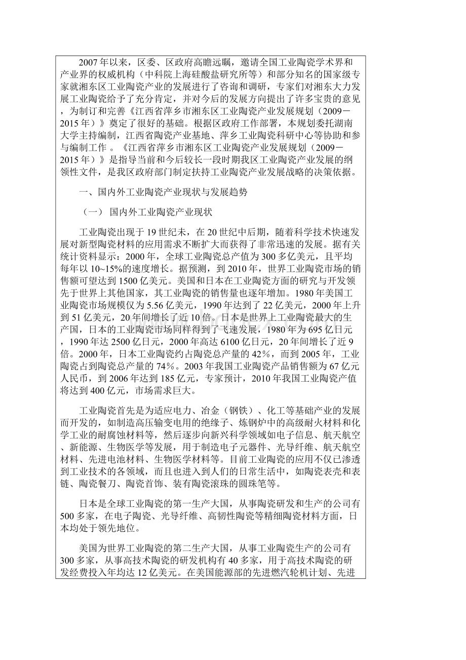 江西省萍乡市湘东区工业陶瓷产业发展规划Word文档格式.docx_第2页