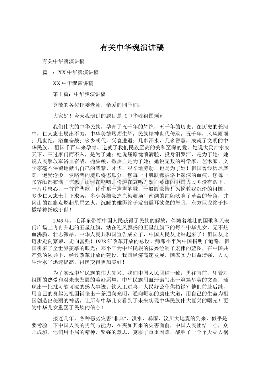 有关中华魂演讲稿Word格式文档下载.docx_第1页