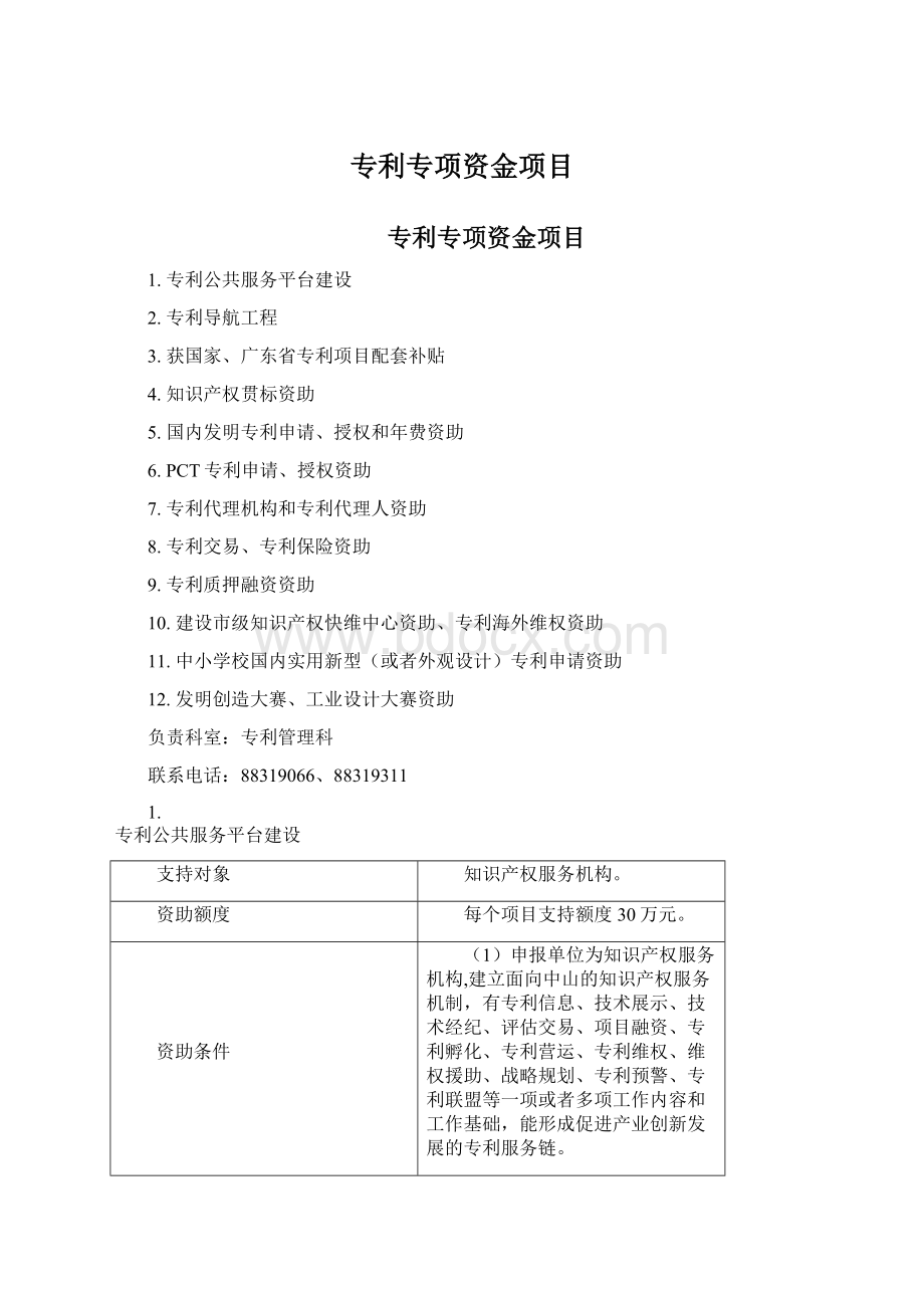 专利专项资金项目Word格式文档下载.docx