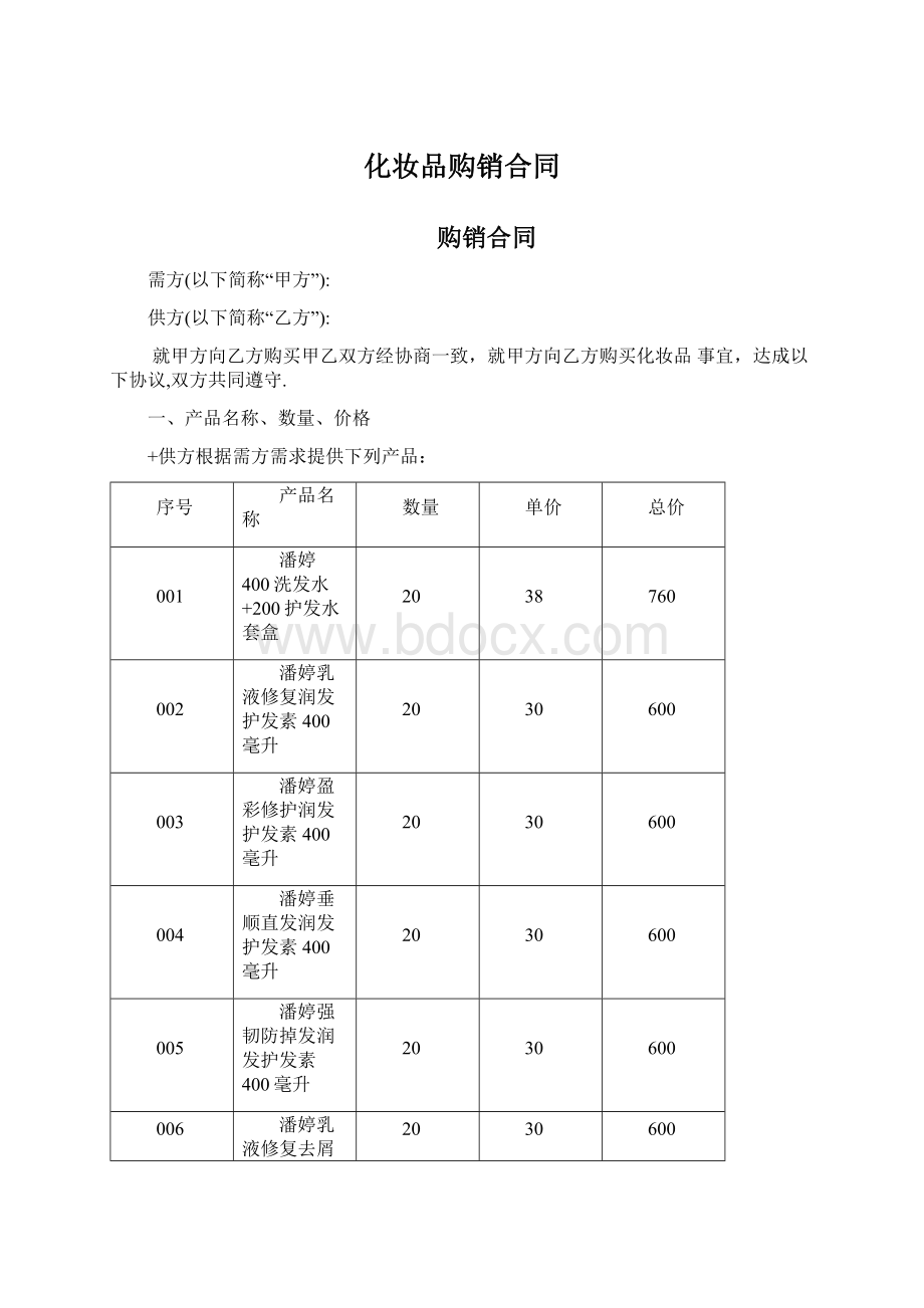 化妆品购销合同Word格式文档下载.docx_第1页