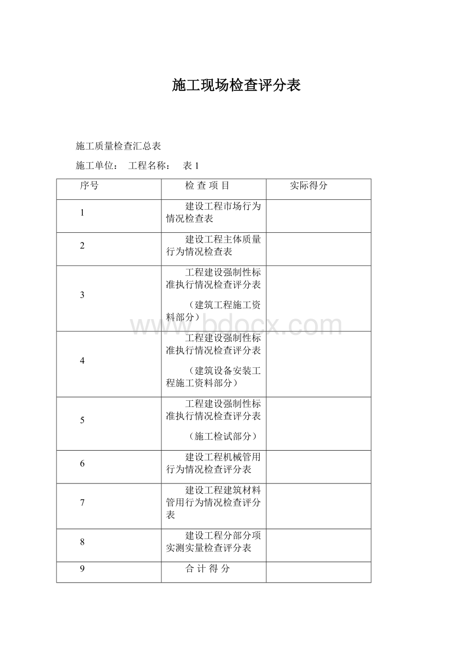 施工现场检查评分表.docx_第1页