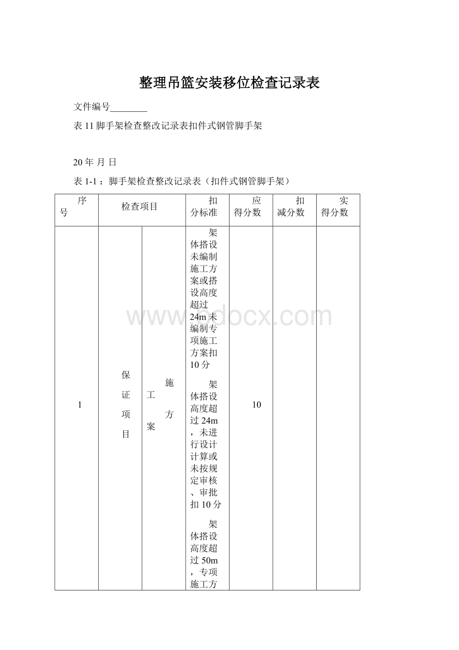 整理吊篮安装移位检查记录表.docx