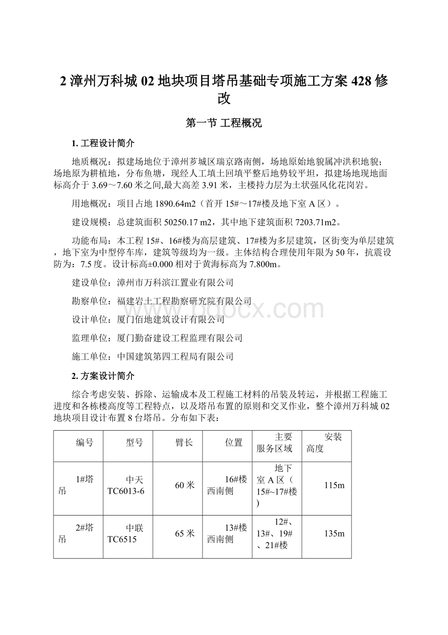 2漳州万科城02地块项目塔吊基础专项施工方案428修改文档格式.docx_第1页