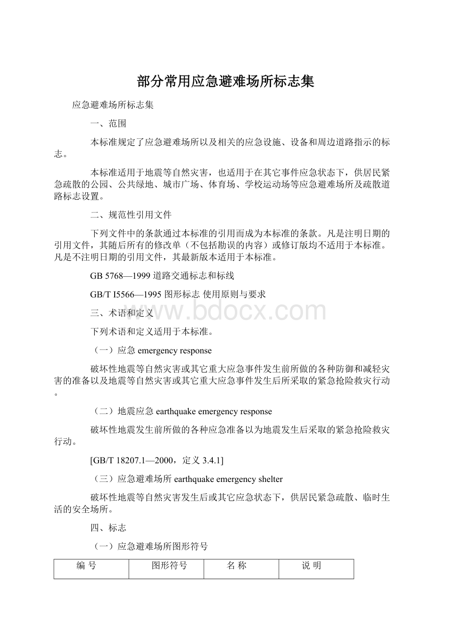 部分常用应急避难场所标志集Word文档格式.docx_第1页