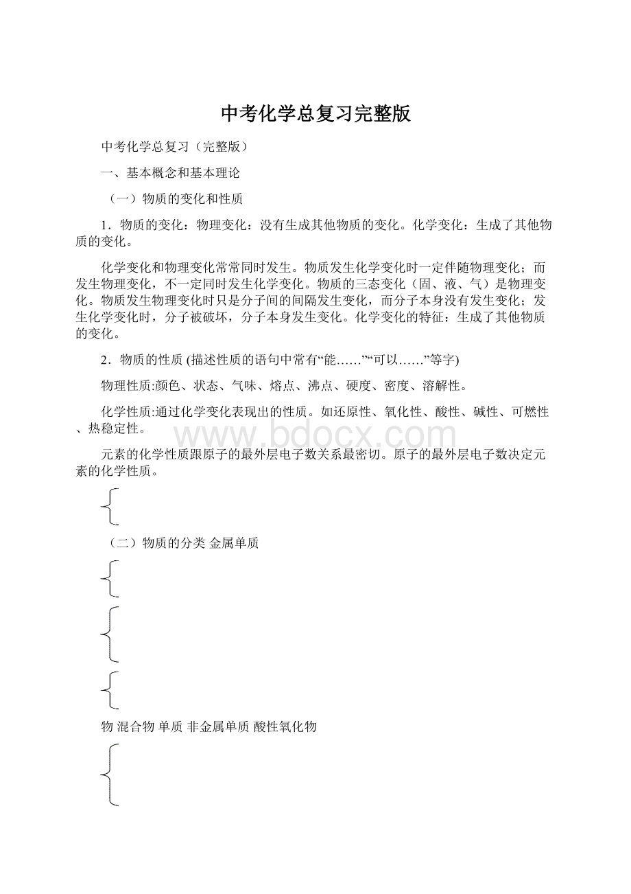 中考化学总复习完整版Word格式文档下载.docx_第1页