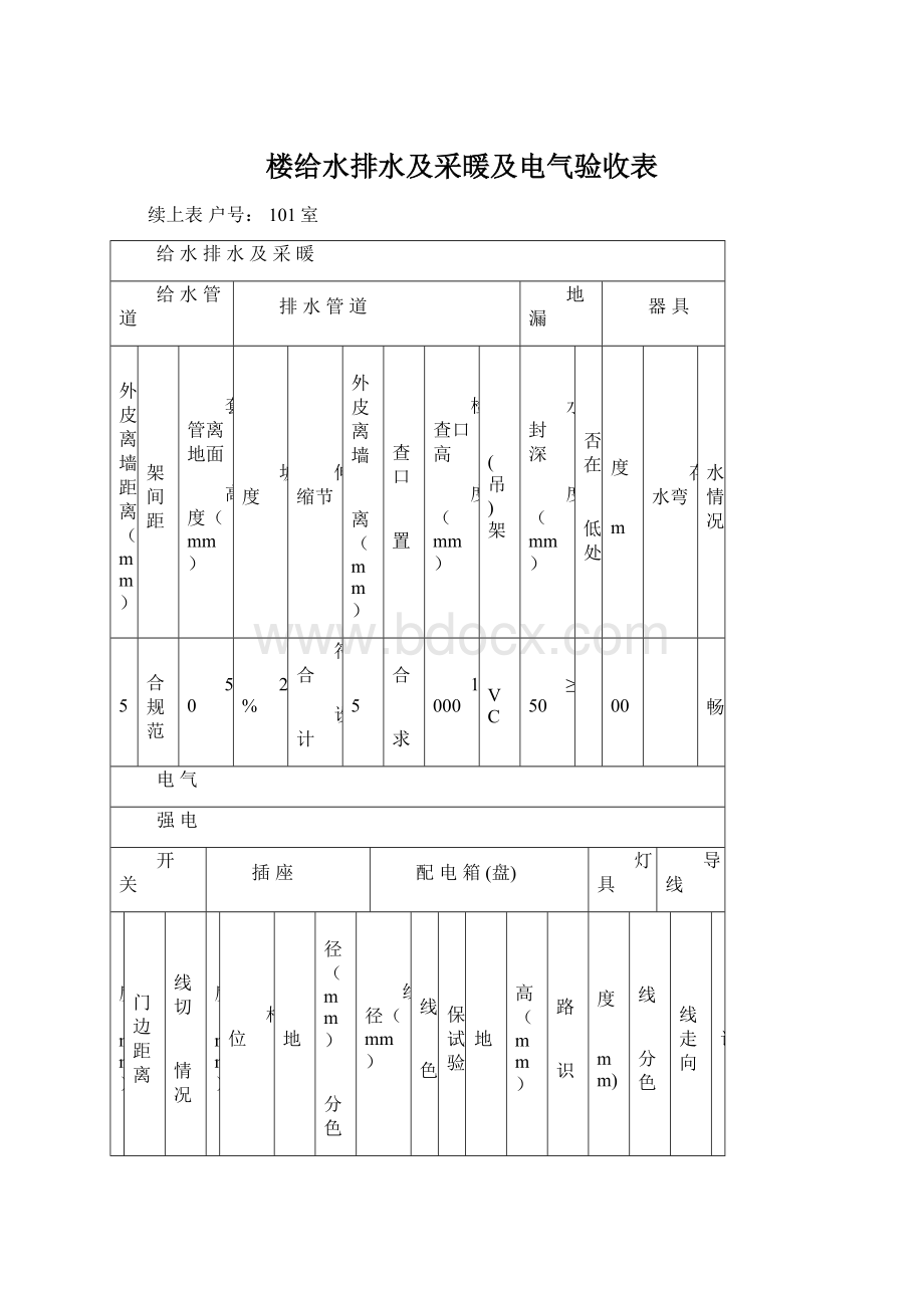 楼给水排水及采暖及电气验收表.docx