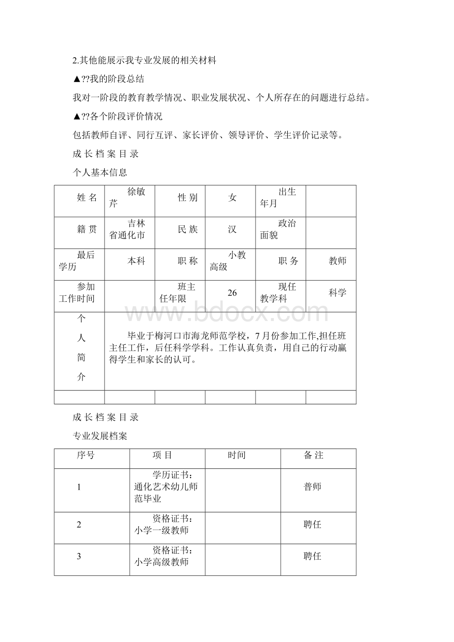 教师专业成长档案模板.docx_第2页