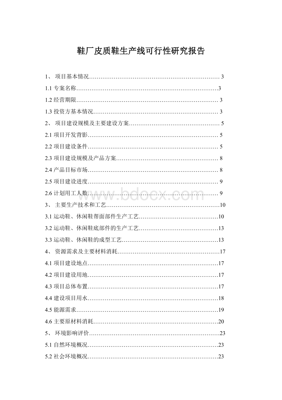 鞋厂皮质鞋生产线可行性研究报告Word文档格式.docx_第1页