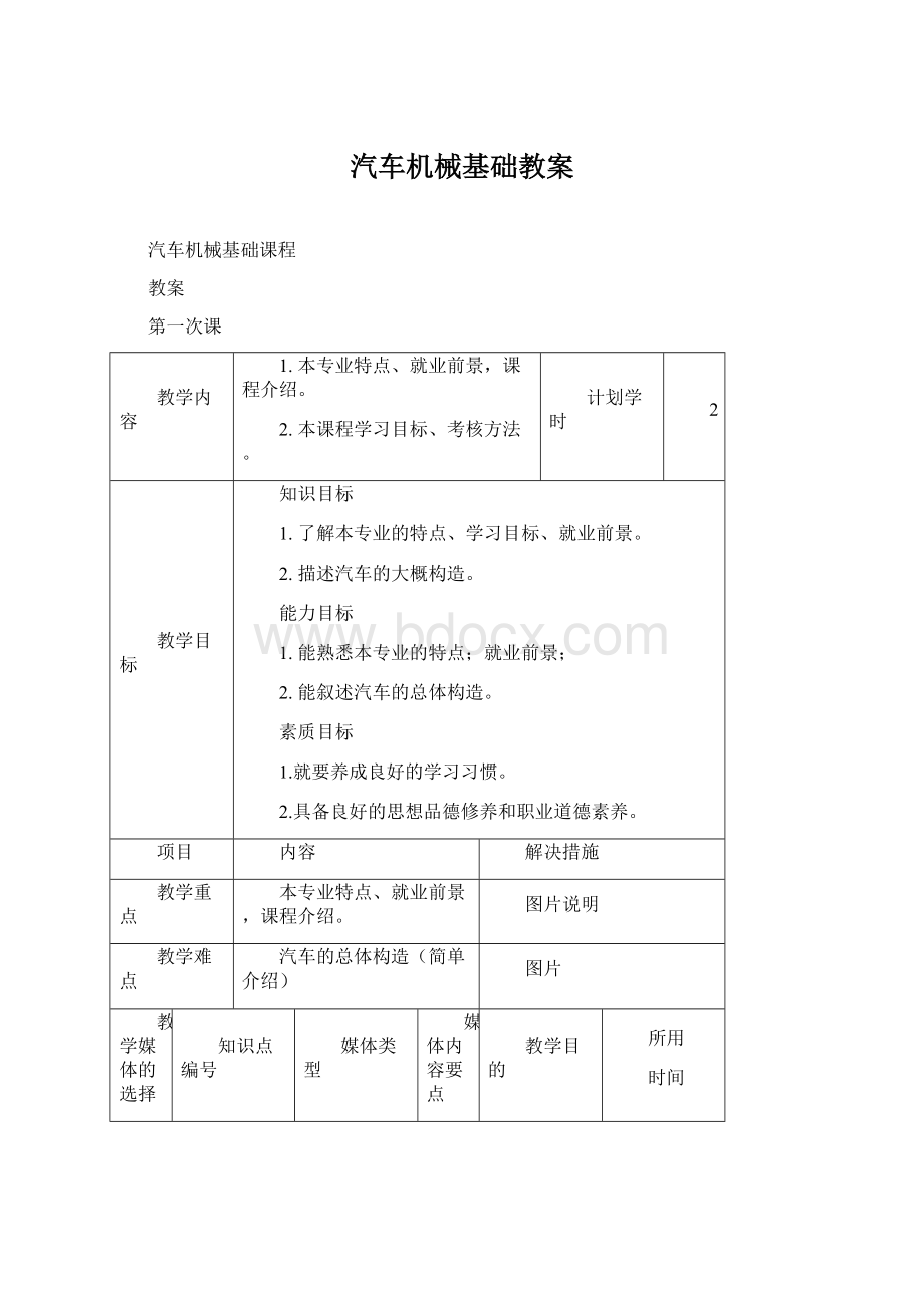 汽车机械基础教案.docx_第1页