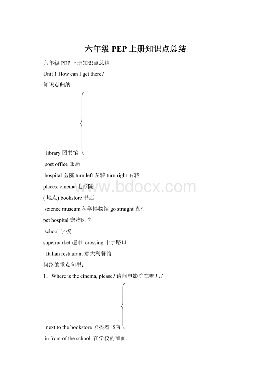 六年级PEP上册知识点总结.docx_第1页