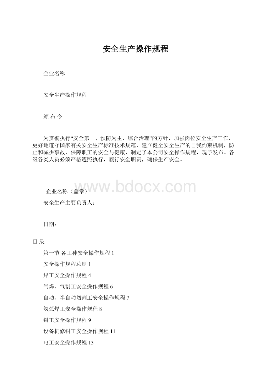 安全生产操作规程Word文档格式.docx